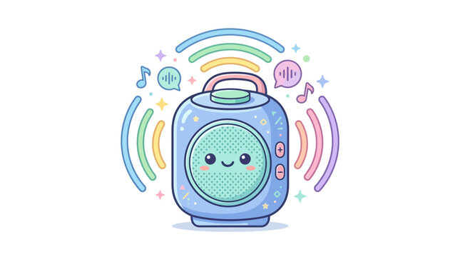 Cute Kawaii Portable Bluetooth Speaker Illustration