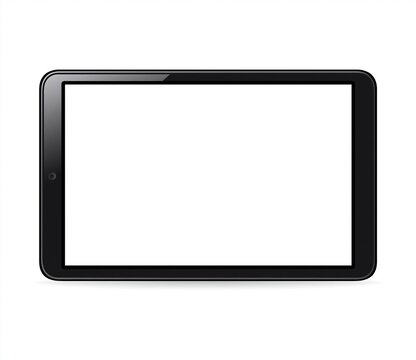 black digital tablet with blank white screen isolated