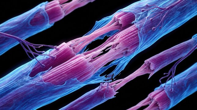 Anterior horn cell loss in spinal muscular atrophy causing muscle fibers weakening and floppy limbs, medical illustration.