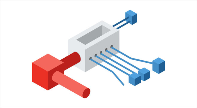 Abstract representation of data processing and network connection.