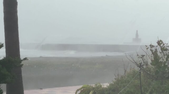 Foul Weather Conditions As Major Storm Lashes Coastline