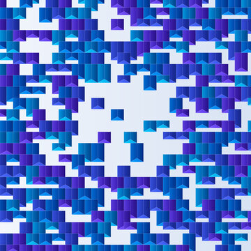Abstract Blue Purple Geometric Pixel Cube Pattern Digital Technology Backdrop Texture Vector