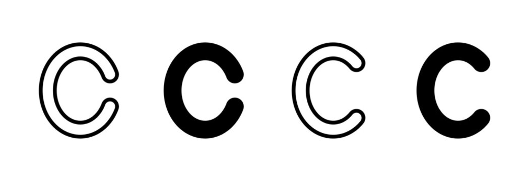 Copyright icon set vector. copyright sign and symbol