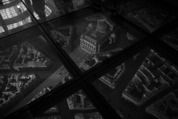 A Scale Model Exhibition of an Urban City Center Displayed Under a Glass Floor © Nicolas GR