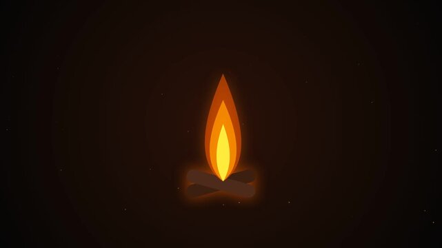Glowing fire icons flickering on dark background