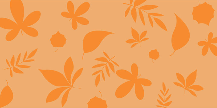 Seamless pattern with autumn leaf silhouettes in flat minimal style