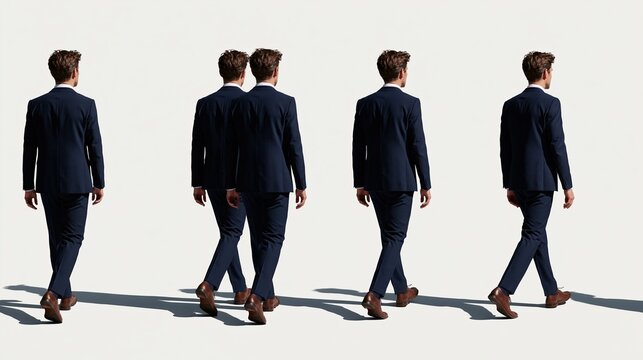 Businessman walking away in suit sequence