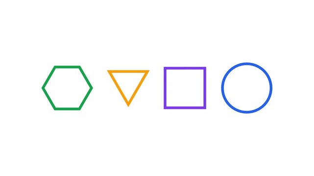 Geometric Outline Shapes Collection Featuring Colorful Hexagon Triangle Square and Circle Icons