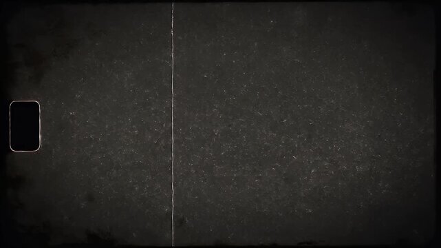 Dark, textured background with vintage film grain and a single sprocket hole