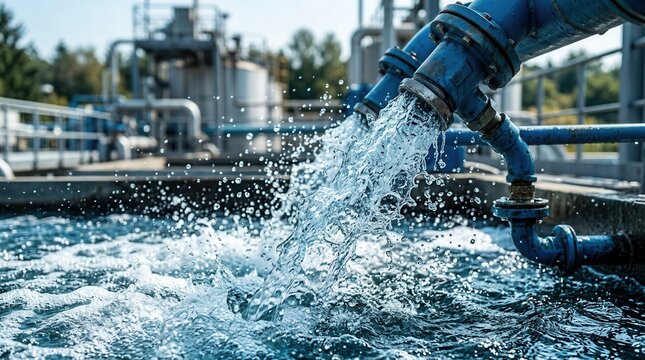 A wastewater treatment unit capturing the complex process of removing contaminants from industrial wastewater
