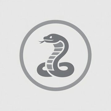 Minimalist snake symbol inside a round gray frame