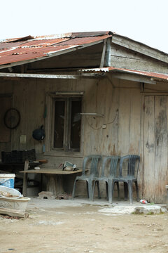 Corner of a prefabricated wooden house porch in Cau Dat Central Highlands Da Lat.