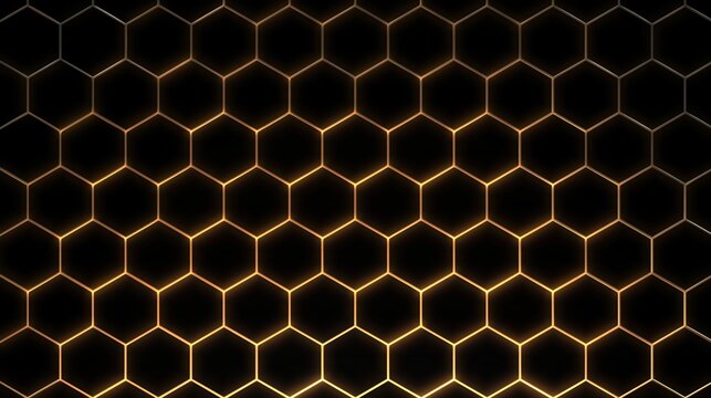 Glowing orange hexagonal grid pattern on black background