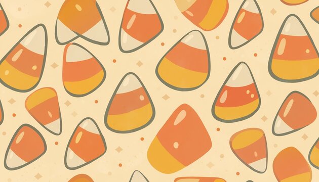 Candy corn retro cream halloween pattern, a retro inspired seamless pattern for packaging apparel and paper goods