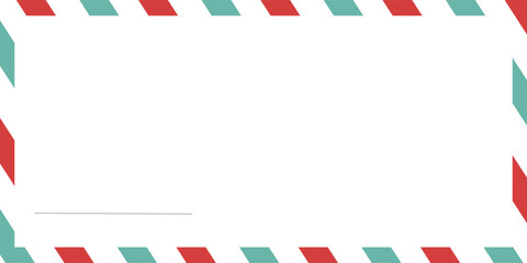 Fototapeta premium Blank airmail envelope frame, border with green and red striped line in christmas theme with 6x4 scale ratio for decoration, cutout, isolated.