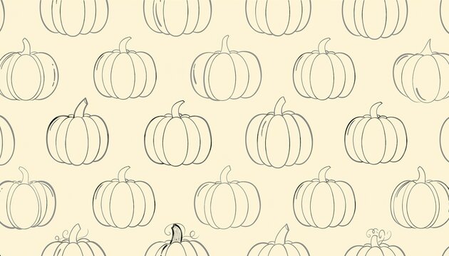 Minimalist outline pumpkins cream clean pattern, a seamless repeating pattern for fabric wrapping paper and surface design