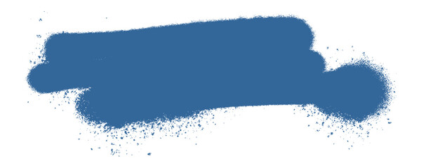 Fototapeta premium Dark blue graffiti spray paint brush stroke with drips isolated on white background. Urban aerosol street art splatter stain for grunge banner highlight and poster design.