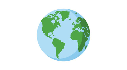 Fototapeta premium Stylized planet earth vector illustration featuring vibrant green continents against a bright blue textured round surface