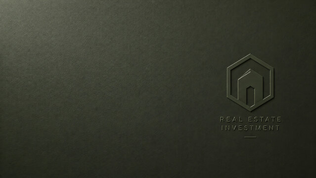 Real Estate Investment Logo 3D Debossed Hexagonal Architectural Emblem