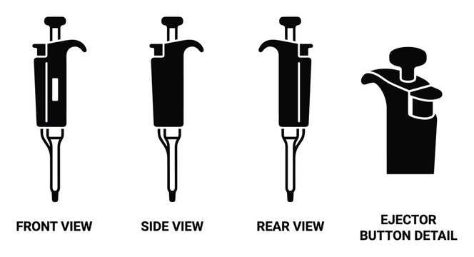 Laboratory pipette with ejector button detail for precise liquid handling in research.
