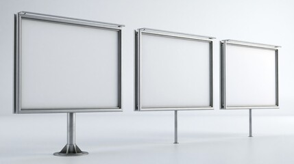 Obraz premium Three blank metal billboards on stands in a