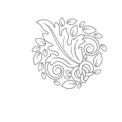 Fototapeta premium Floral Swirl Ornament with Leaves