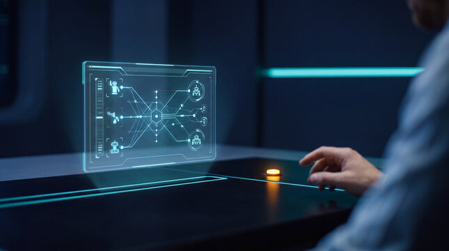 Holographic robot control interface with an operator hand