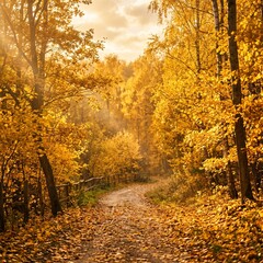Fototapeta premium Road in autumn forest