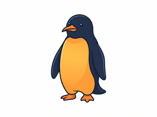 Fototapeta premium A cute cartoon penguin standing on a white background.