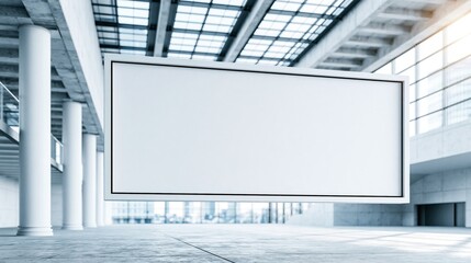 Obraz premium Empty white billboard in modern building interior