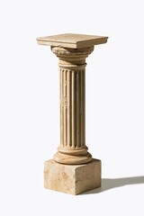 Obraz premium Ancient stone column pedestal on white background