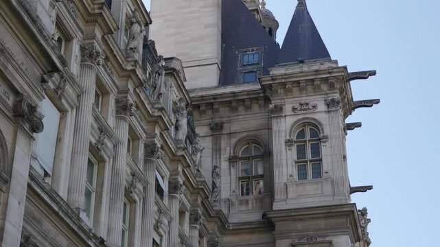 Hotel de Ville building in Paris showing historic French architecture and details
