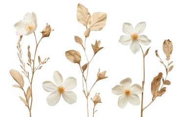 Obraz premium Delicate Dried White Botanical Flower Border