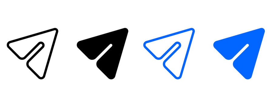 Modern Minimal Paper Plane Send Icon Sheet. High Resolution 2D Outline and Solid Message Share UI Icons Collection