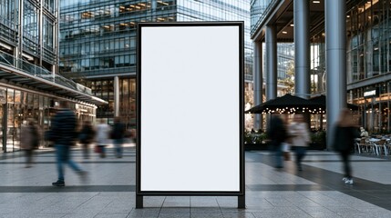 Obraz premium Blank advertising billboard standing in busy urban plaza