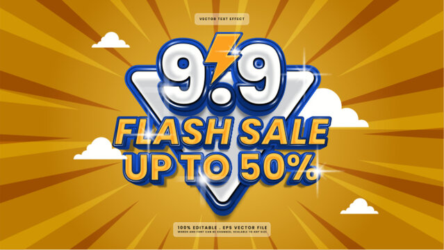 9.9 Flash Sale Event Promotional Poster with Bold Typography and Lightning Icon