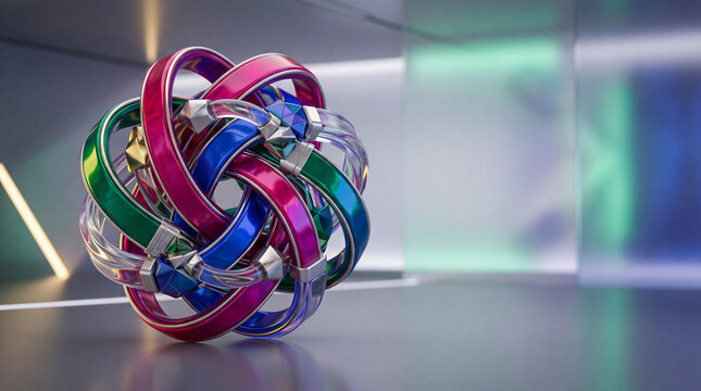 Interwoven abstract knot with premium copy space