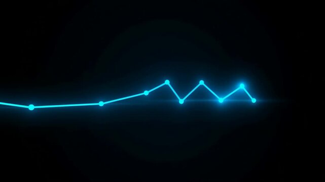Glowing blue data line graph animation on black background