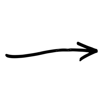 Hand Drawn Thin Arrow Icon - Sketchy Black Long Right Pointing Arrow on Transparent Background