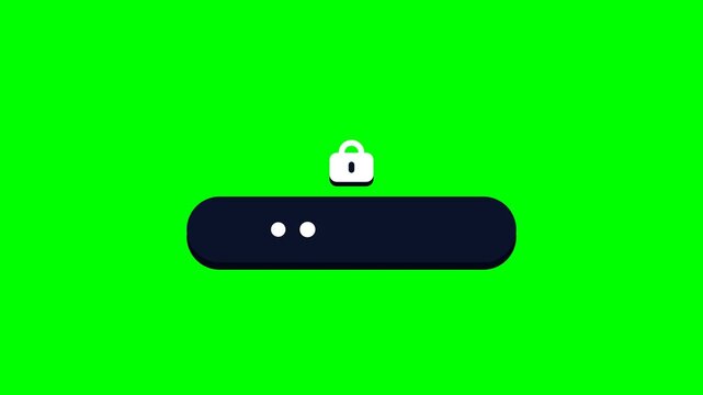 Cybersecurity Password Input Animation with Login Error Alert on Green Screen Background