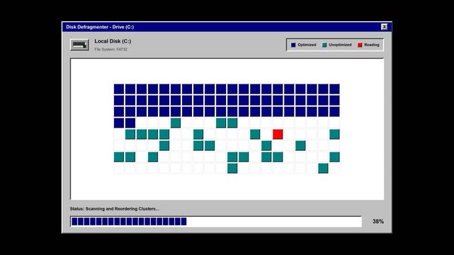 Retro Computer Disk Defragmenter Tool Interface Animation