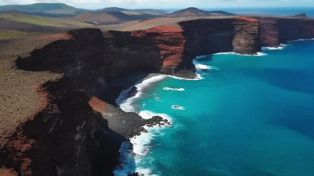 Aerial view of isla espiritu santo cliffs and turquoise water