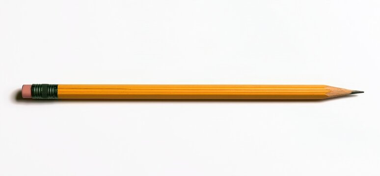 Yellow pencil with eraser on white background