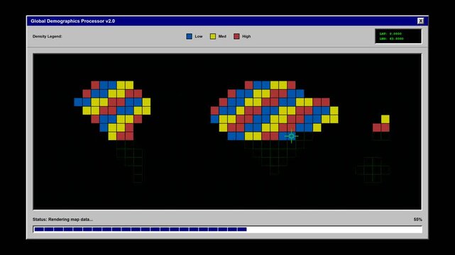 Digital Pixelated Global Population Heatmap Interface Animation