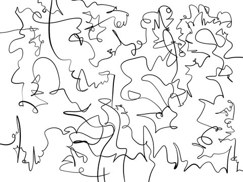 Scribbled curvy line art doodle ink marker writing abstract for backgrounds, freehand 