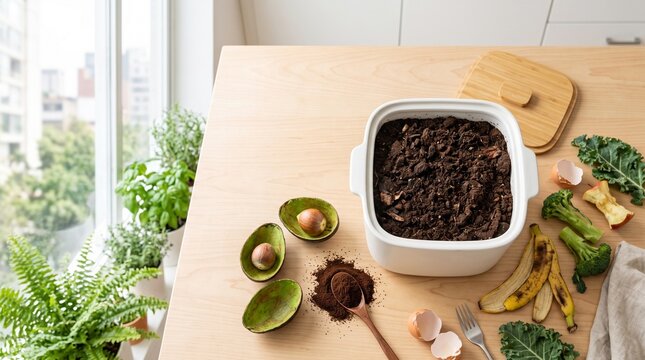Urban countertop kitchen composter with rich organic compost