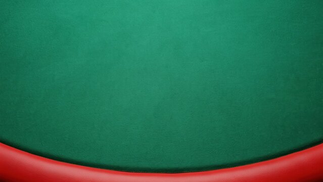Green felt poker table background, casino gambling surface with red border, billiard cloth texture for gaming design