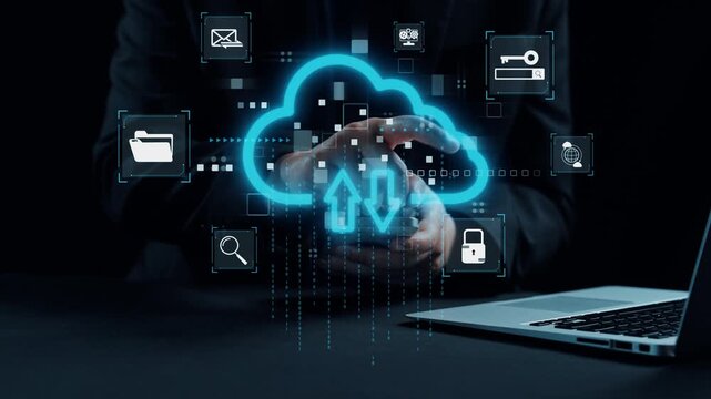 A professional man in a suit uses a smartphone, surrounded by digital chat bubbles and five glowing stars, symbolizing customer reviews and effective communication. Qubit