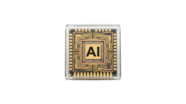 AI Microchip Processor Isolated on White Background for Advanced Technology Concepts