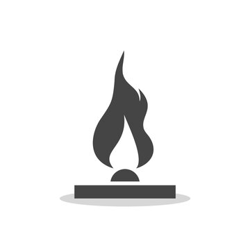 Gas fire flame sign icon with shadow